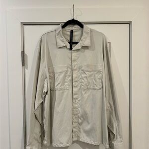 Light Beige Men's Button-Up Overshirt